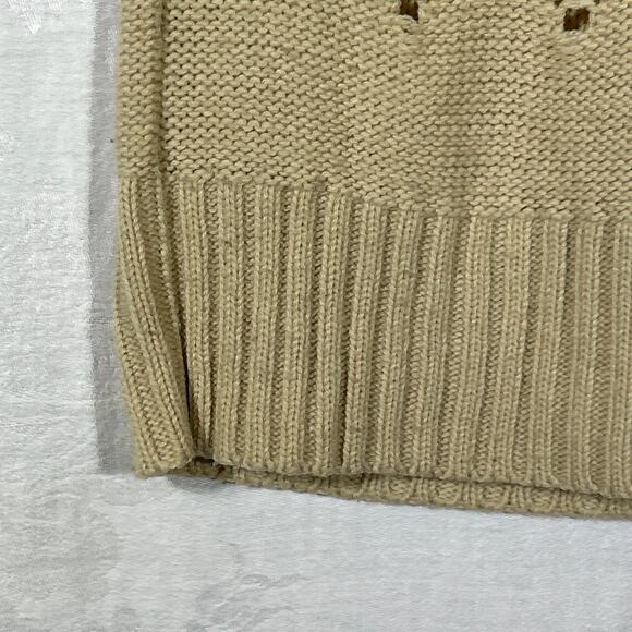 Sweater Project Vintage Large Beige Open Knit Sleeveless Long USA - Picture 2 of 8